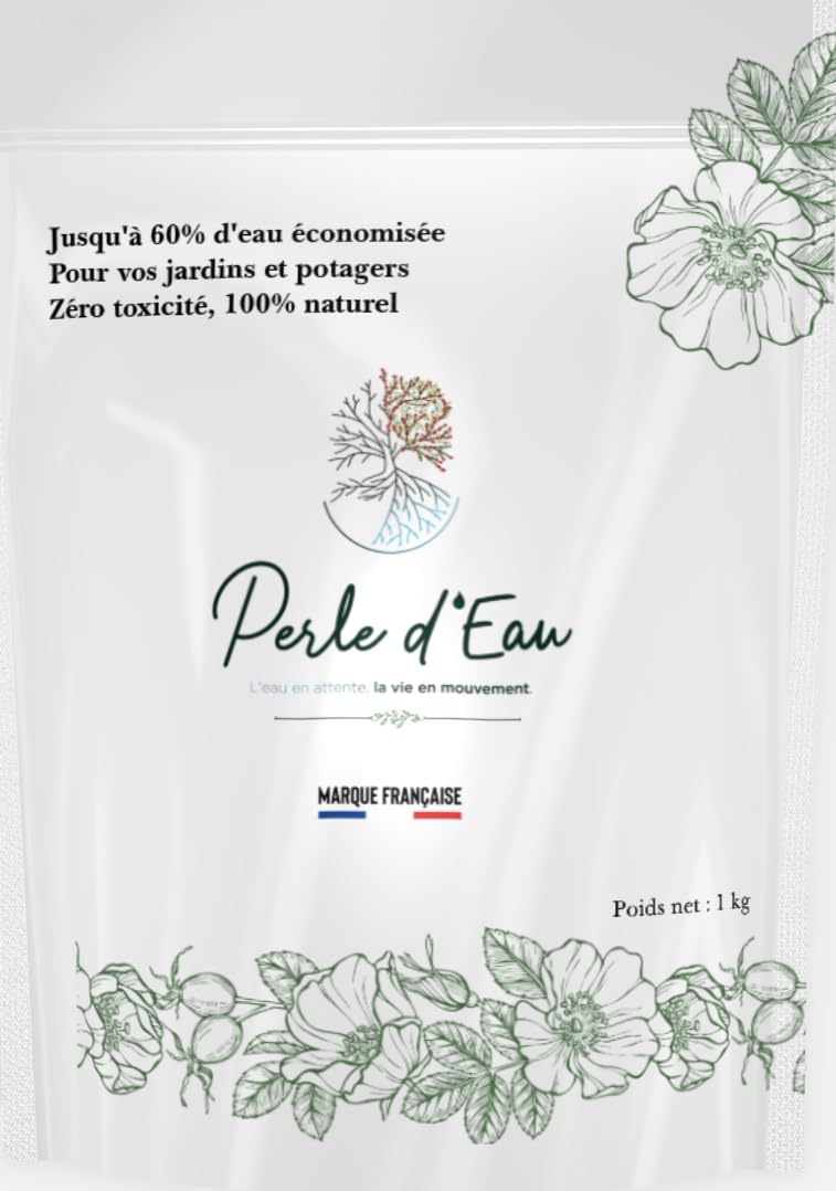 Perledeau.fr Hydrorétenteur Naturel pour Plantes (l'Unique utilisable en agro-alimentaire), Origine Végétale, Réduction Conso d'Eau 60-80%, Coup de coeur au concours solutions climat H7/SUEZ - 1 kg